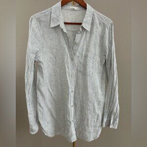 Eileen Fisher Striped Linen Button Down Shirt – Size Small